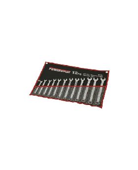 POWEBUILT Long Series Ring & Open End Spanner Set - 12pc Metric WC1543