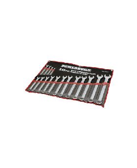 POWEBUILT Long Series Ring & Open End Spanner Set -16pc Imperial WC7066