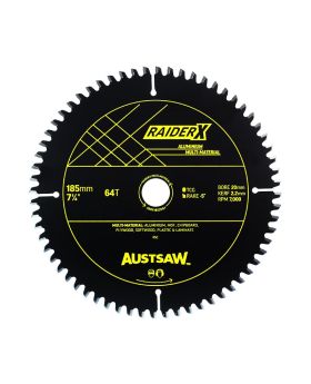 AUSTSAW RaiderX Aluminium Multi Material Blade-185mm x 20 x 64T - ABRX1852064