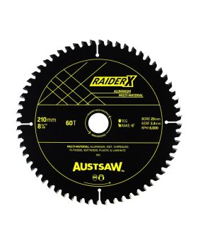 AUSTSAW RaiderX Aluminium Multi Material Blade-210mm x 25 x 60T - ABRX2102560