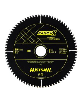 AUSTSAW RaiderX Aluminium Multi Material Blade-216mm x 30 x 80T - ABRX2163080