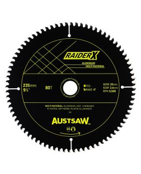 AUSTSAW RaiderX Aluminium Multi Material Blade-235mm x 25 x 80T - ABRX2352580