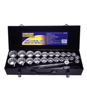 AuzGrip A76500 27 Piece Metric & SAE 12 Point 3/4" Square Drive Socket Set
