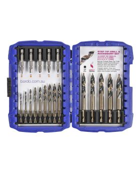 BORDO Step Tip HSS Cobalt Drill & Screwdriver Bit Combo Set-Impact Driver Ready Reception!!