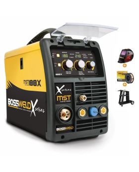 BOSSWELD X Series MST188X Inverter Technology Gas & Gasless Mig & Stick Welder Bundle Combo Kit -180 Amp