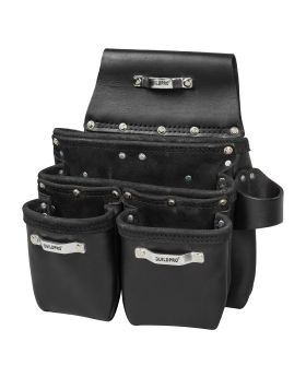 BUILDPRO Tradie Leather Belt- Tradie Nail Bag 3 Pocket-LBNBM1