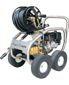 AUSSIE PUMPS Aussie Pumps ABSS30reel 3000PSI 6.5hp Honda Petrol Pressure Cleaner With Hose Reel/Stainless Steel Frame