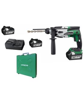 Hitachi DH18DSL(HX) 18V 6.0Ah Li-Ion Cordless Slide SDS Plus Rotary Hammer Combo Kit 