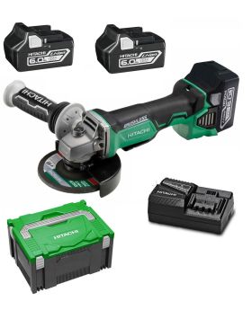 Hitachi G18DBAL(HX) 18V 6.0Ah Li-Ion Brushless Cordless Slide 5" (125mm) Angle Grinder Combo Kit 