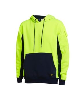 DIADORA Work Pull Over Hoodie-Hi Vis Yellow/Navy GUMW1451YN