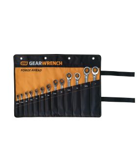 GEARWRENCH 13 PC 12 POINT SAE REVERSIBLE RATCHETING COMBINATION WRENCH SET ROLL 9509NR