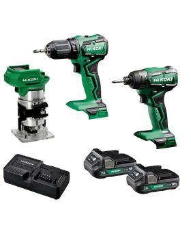 HIKOKI 18v Super Compact Cordless Drill Driver, Impact Driver & Trimmer Combo Kit-FDB