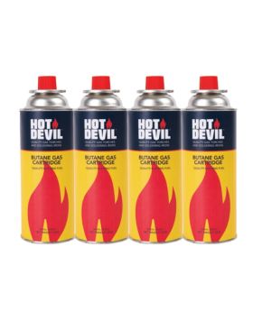 HOT DEVIL Butane Gas Cartridge 220g 4 Pack