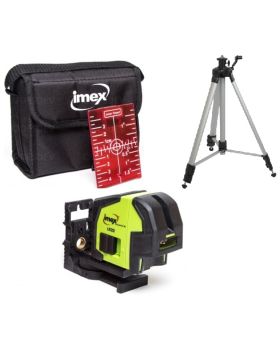 IMEX Red Beam Cross Line & Plumb Dot Laser Level With Tripod LX22S