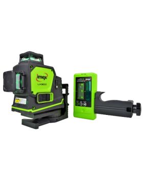 IMEX Green Beam Multi Line 3 Plane Plumb Cross Line Laser Level Kit-With Receiver LX3DGD