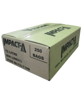 IMPACTA Janitorial 72ltr Heavy Duty Black Bin Liners Garbage Bag - 250 Bags per Box - BL72LTHDZ1