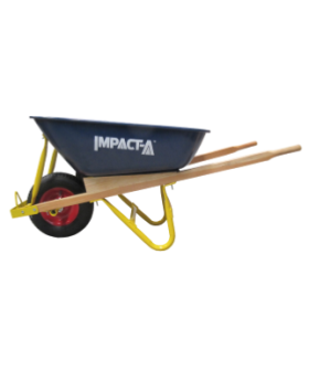 IMPACTA Heavy Duty Blue Metal Tub Wheel Barrow - Wooden Handle Standard Wheel  28902_IMP