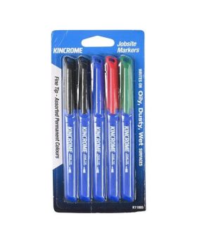 KINCROME PERMANENT FINE TIP MARKER 5 PACK ASSORTED COLOURS - K11805