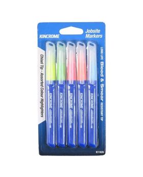 KINCROME HIGHLIGHTER CHISEL TIP MARKER- 5 PACK ASSORTED COLOURS - K11826