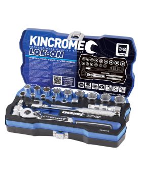 Kincrome K27010 LOK-ON  SOCKET SET 19 PIECE 3/8" SQUARE DRIVE