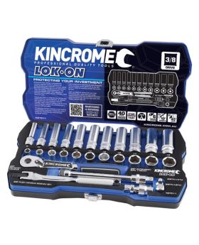 Kincrome K27011 LOK-ON SOCKET SET 28 PIECE 3/8" DRIVE - METRIC