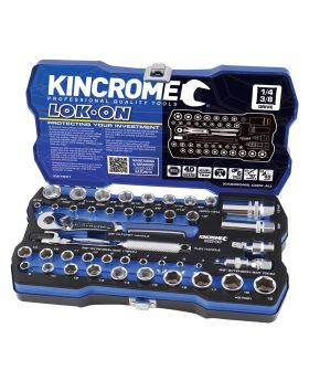 Kincrome K27031 LOK-ON SOCKET SET 44 PIECE 1/4" & 3/8" SQUARE DRIVE