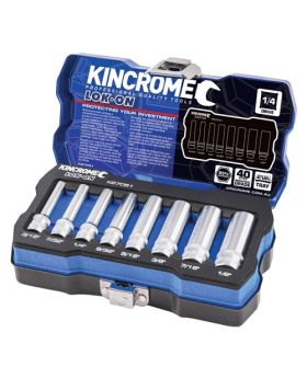 Kincrome K27051 LOK-ON Socket Set 8 Piece 1/4" Square Drive IMPERIAL