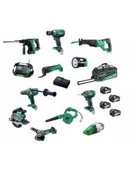 Hitachi/Hikoki KC18D12P(HRZ) 18V 5.0Ah Li-Ion Cordless 12pce Combo Kit Including Brushless