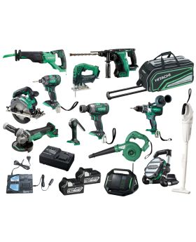 Hitachi KC18D13P 18V 6.0Ah Li-Ion Cordless Slide 13pce Combo Kit