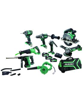 Hitachi/Hikoki KC18D8P(HRZ) 18V 5.0Ah Li-Ion Cordless 8pce Combo Kit Including Brushless