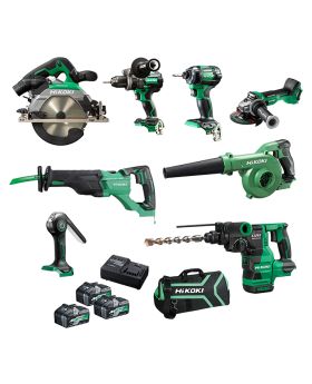 HIKOKI - 18V Brushless 8 Piece Combination Pack KIT