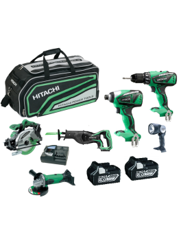 Hitachi KC18DBEL6PCE 18V 6.0Ah Li-ion Cordless 6pce Combo Kit 