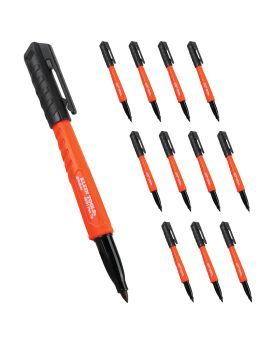 KLEIN Skribes Black Fine Point Marker 12 Pack-Replaces Milwaukee 48223100 INKZALL