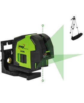 IMEX Green Beam Cross Line & Plumb Dot Laser Level With Tripod LX22GS