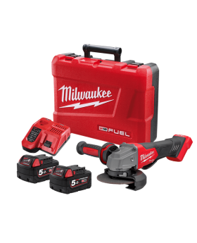 Milwaukee M18FAG125XPD-502C 18V 5.0Ah Li-ion Cordless Fuel 125 mm (5") Angle Grinder with Deadman Paddle Switch Combo Kit