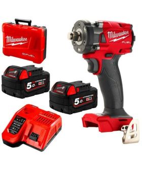 Milwaukee M18FIW2F12-502C 18V 5.0Ah Li-Ion Cordless Fuel 1/2" Compact Impact Wrench with Friction Ring Combo Kit