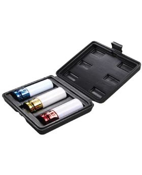 M7 IMPACT SOCKET SET 3 PCE 1/2" DR, EXTRA DEEP WHEEL NUT, 17, 19 & 21MM