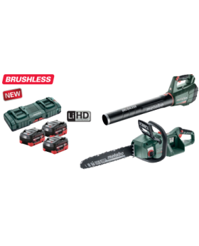 Metabo 18V MS 36-18 LTX BL 40 CORDLESS CHAIN SAW, leaf blower, 3 x 5.5ah Kit