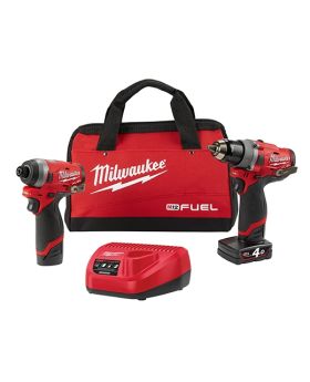 Milwaukee M12FPP2A2422B 12V 2.0Ah/4.0Ah Li-Ion Cordless Fuel 2pce Combo Kit Power Pack