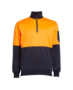 DIADORA Munka Hi Vis 1/4 Zip Fleece Sweat Jumper-OrangeNavy