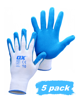 OX Tools Nitrile Polyester Lined Gloves-5Pack OX-S484610