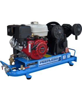 PEERLESSPV25 Petrol Air Compressor 2" Tube Tank: Belt Drive, Honda GX270, 545LPM