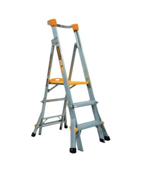 Gorilla PL0304-HD Adjustable height platform ladder 0.9m - 1.2m (3-4ft) Aluminium Heavy Duty 180kg Industrial