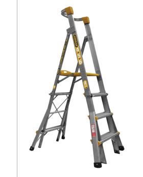 Gorilla PL0406-HD Adjustable height platform ladder 1.2-1.5-1.8m (4-5-6ft) Aluminium Heavy Duty 180kg Industrial