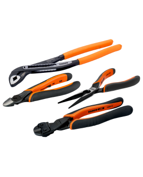 BAHCO ERGO™ Side Cutting Pliers, Box Joint Water Pump Pliers, Long Snipe Nose Pliers and Power Cutters - 4 pcs - PLIERSET7