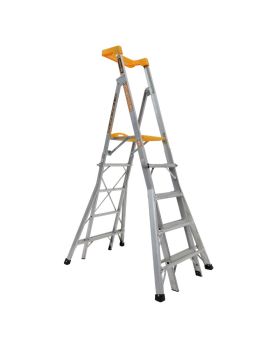 Gorilla RPL0508-I Compact height adjustable platform ladder 5-6-7-8 Step Aluminium 150kg Industrial