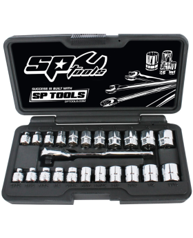 SP Tools 23PC 1/4"DR SOCKET SET - LOW PROFILE (STUBBY) - METRIC/SAE