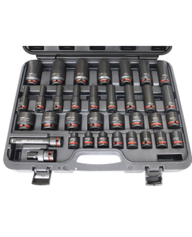 SP Tools  - 34PC - 1/2"DR IMPACT SOCKET SET - STANDARD & DEEP - 6PT - COLOUR CODED - SAE ONLYÂ 