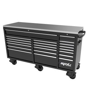 SP Tools 73" USA SUMO Series Wide Roller Cabinet  Tool Box - 21 DRAWER-Black/Chrome-SP44825