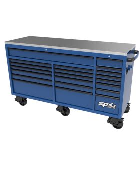 SP Tools 73" USA SUMO Series Wide Roller Cabinet  Tool Box - 21 DRAWER-Blue/Black-SP44825BL